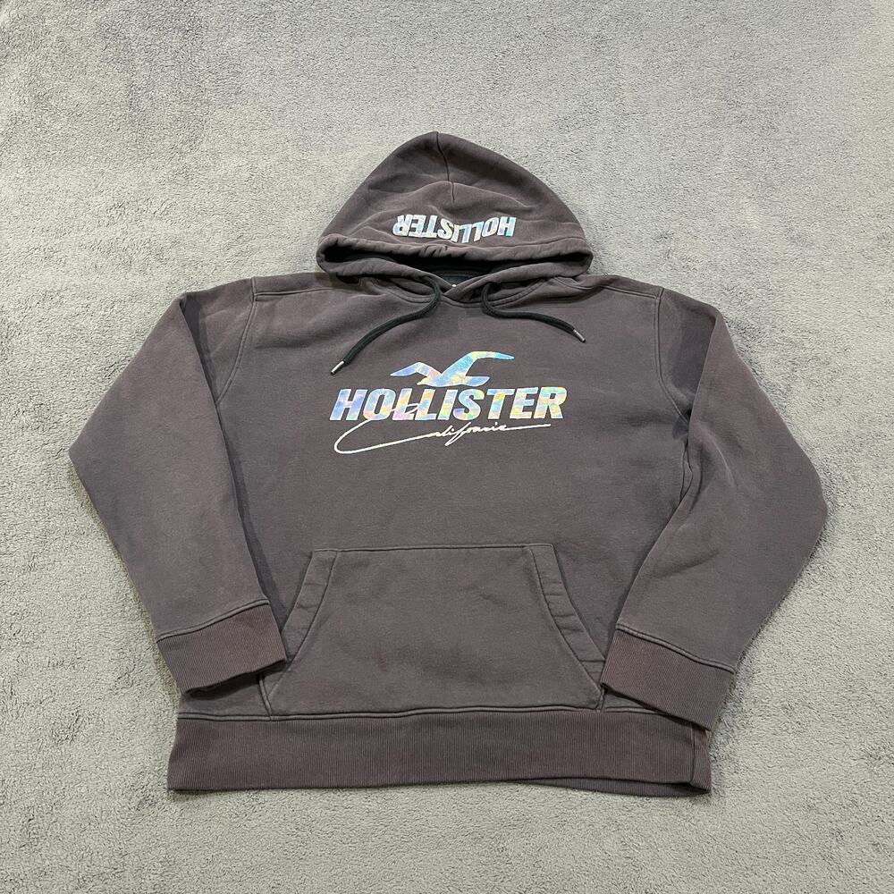 Hollister Gray Cozy Casual Sweatshirt Pullover Fleece Hoodie Women's Size Medium